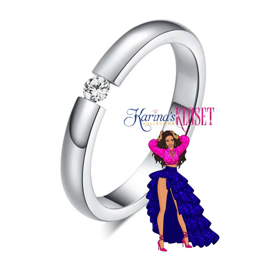 Stainless Steel Solitaire Swarovski Ring | Nwt